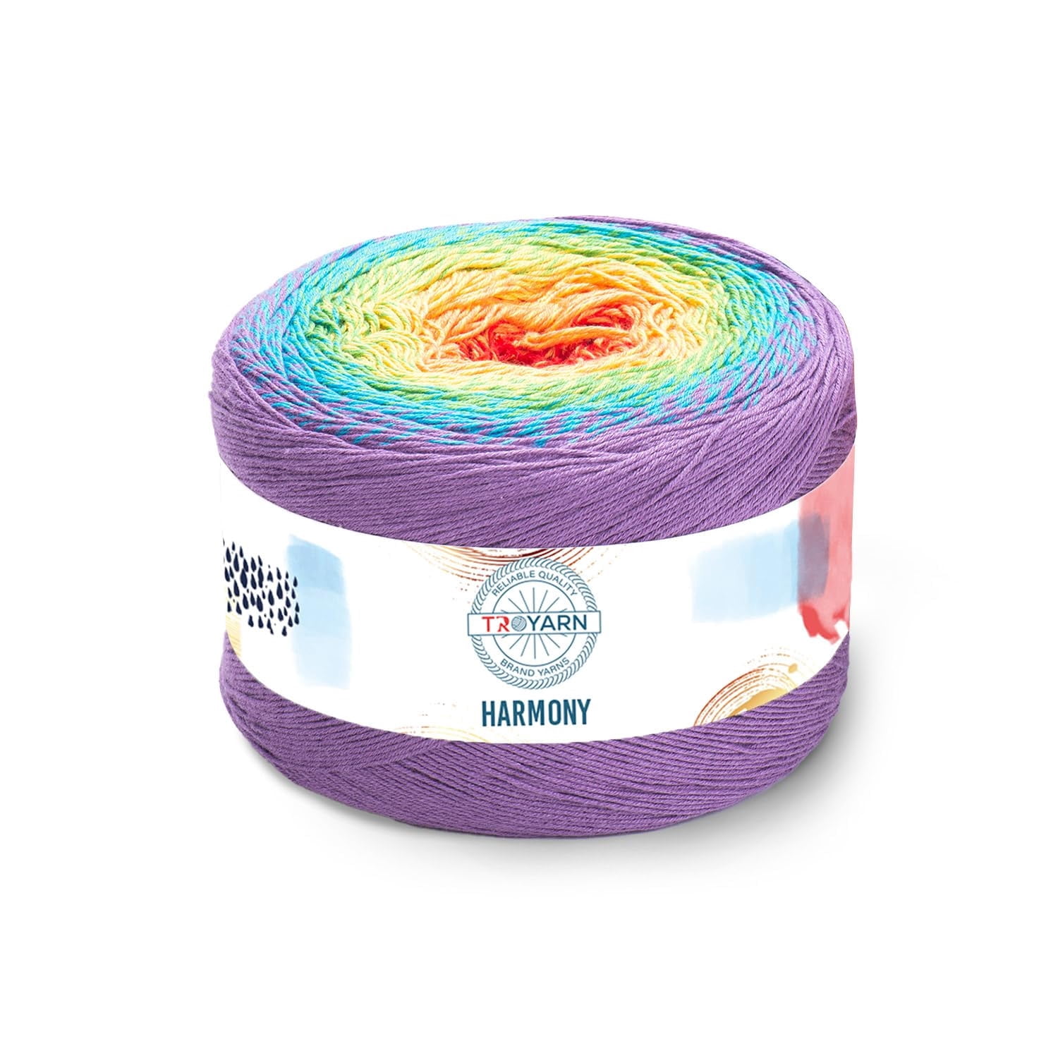 Troyarn Harmony - 55% Cotton 45% Acrylic, Multicolor Rainbow Crochet Yarn,Soft Lightweight Sport Weight Yarn for Knitting, Baby Blankets,Shawls and Summer Projects 1 Fine/250gr/1094 yd - 122277