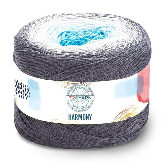 Troyarn Harmony - 55% Cotton 45% Acrylic, Multicolor Rainbow Crochet Yarn,Soft Lightweight Sport Weight Yarn for Knitting, Baby Blankets,Shawls and Summer Projects 1 Fine/250gr/1094 yd - 122251