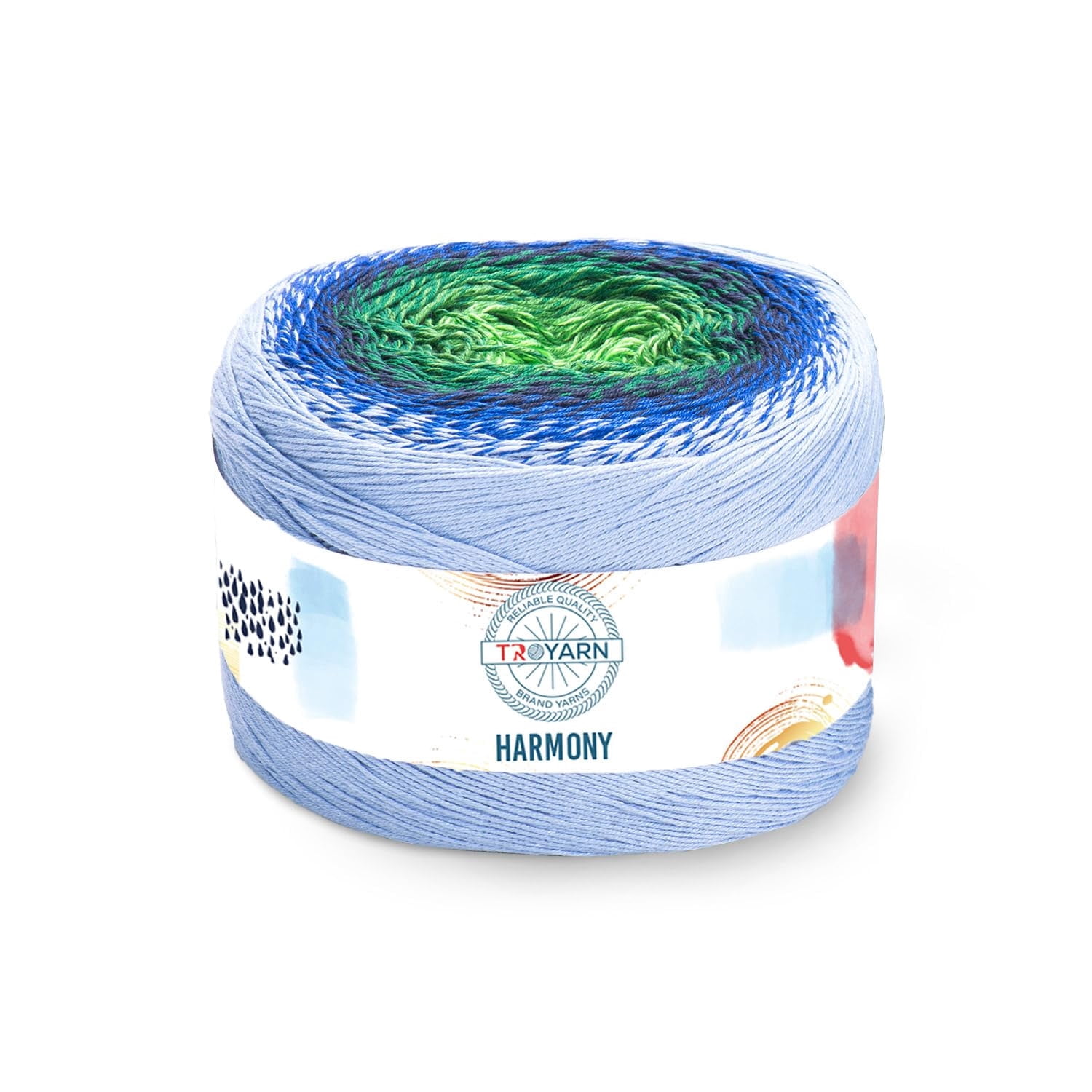 Troyarn Harmony - 55% Cotton 45% Acrylic, Multicolor Rainbow Crochet Yarn,Soft Lightweight Sport Weight Yarn for Knitting, Baby Blankets,Shawls and Summer Projects 1 Fine/250gr/1094 yd - 122306