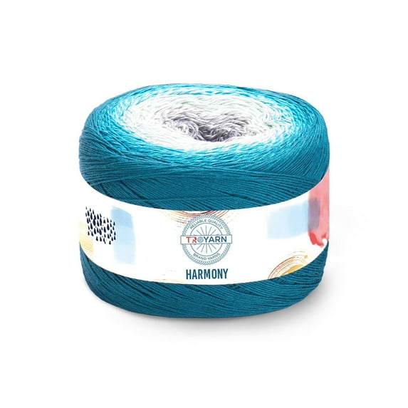 Troyarn Harmony - 55% Cotton 45% Acrylic, Multicolor Rainbow Crochet Yarn,Soft Lightweight Sport Weight Yarn for Knitting, Baby Blankets,Shawls and Summer Projects 1 Fine/250gr/1094 yd - 122289