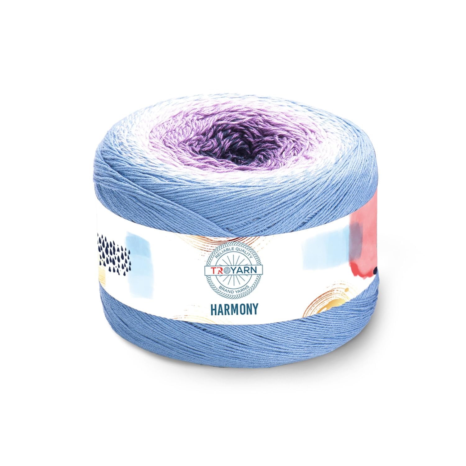 Troyarn Harmony Rainbow Yarn - 55% Cotton 45% Acrylic Sport Weight For Crochet & Knitting