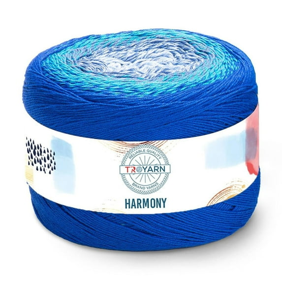 Troyarn Harmony - 55% Cotton 45% Acrylic, Multicolor Rainbow Crochet Yarn,Soft Lightweight Sport Weight Yarn for Knitting, Baby Blankets,Shawls and Summer Projects 1 Fine/250gr/1094 yd - 122299