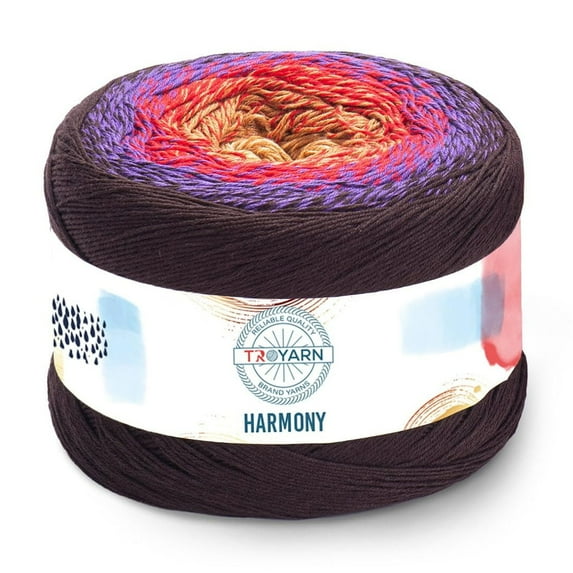 Troyarn Harmony - 55% Cotton 45% Acrylic, Multicolor Rainbow Crochet Yarn,Soft Lightweight Sport Weight Yarn for Knitting, Baby Blankets,Shawls and Summer Projects 1 Fine/250gr/1094 yd - 122265