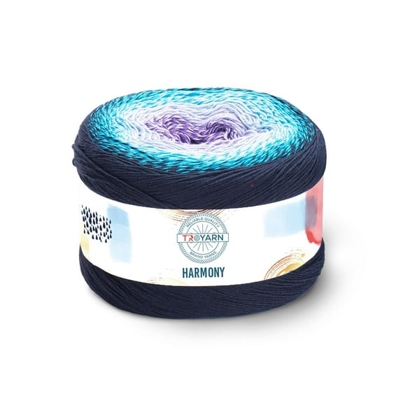 Troyarn Harmony- 55% Cotton 45% Acrylic, Multicolor Rainbow Crochet Yarn,Soft Lightweight Sport Weight Yarn for Knitting, Baby Blankets,Shawls and Summer Projects 1 Fine/250gr/1094 yd - 122254