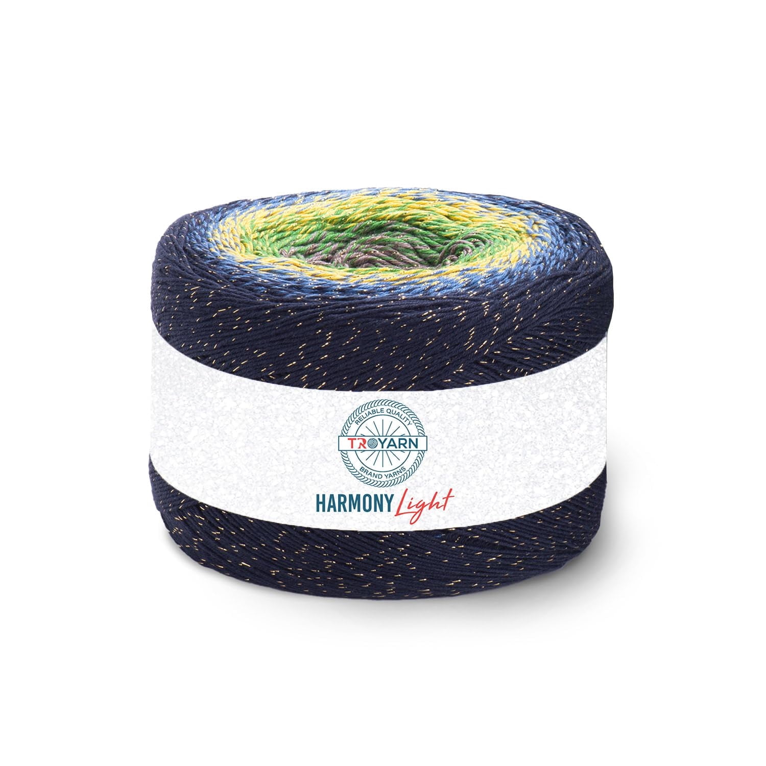 Troyarn Harmony Light Gradient Yarn Cotton Acrylic Glitter Blend,Soft Lightweight Sport Weight Glitter Yarn for Crochet, Knitting, Baby Blankets, Shawls,Summer Projects 1 Fine - 260g/1094 yd (123250)