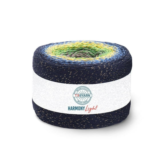 Troyarn Harmony Light Gradient Yarn Cotton Acrylic Glitter Blend,Soft Lightweight Sport Weight Glitter Yarn for Crochet, Knitting, Baby Blankets, Shawls,Summer Projects 1 Fine - 260g/1094 yd (123250)