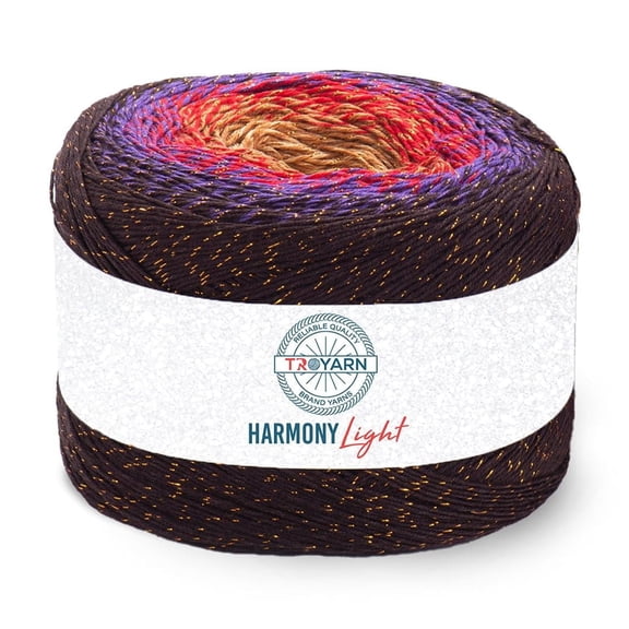 Troyarn Harmony Light Gradient Yarn Cotton Acrylic Glitter Blend,Soft Lightweight Sport Weight Glitter Yarn for Crochet, Knitting, Baby Blankets, Shawls,Summer Projects 1 Fine - 260g/1094 yd (123265)