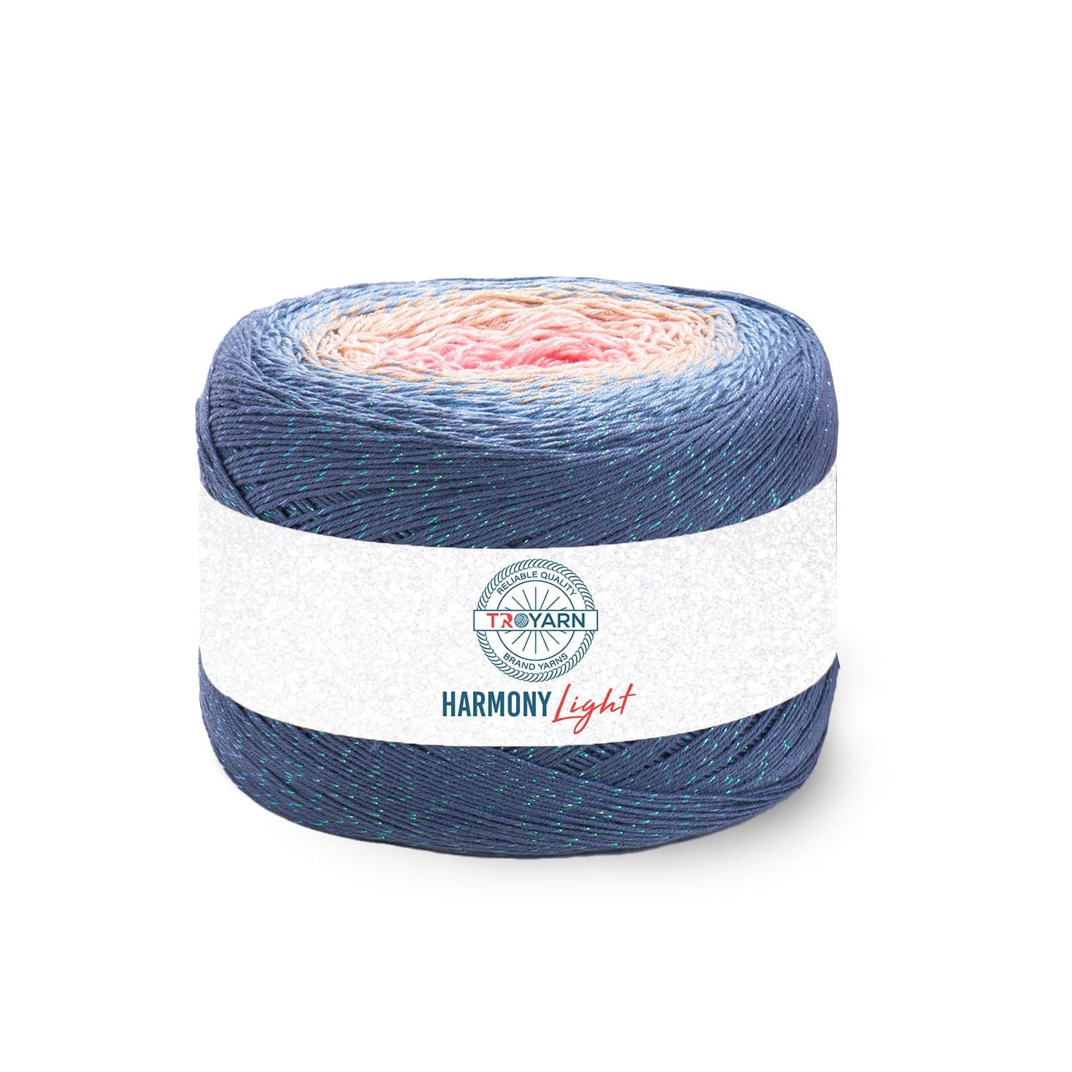 Troyarn Harmony Light Gradient Yarn Cotton Acrylic Glitter Blend,Soft Lightweight Sport Weight Glitter Yarn for Crochet, Knitting, Baby Blankets, Shawls,Summer Projects 1 Fine - 260g/1094 yd (123262)