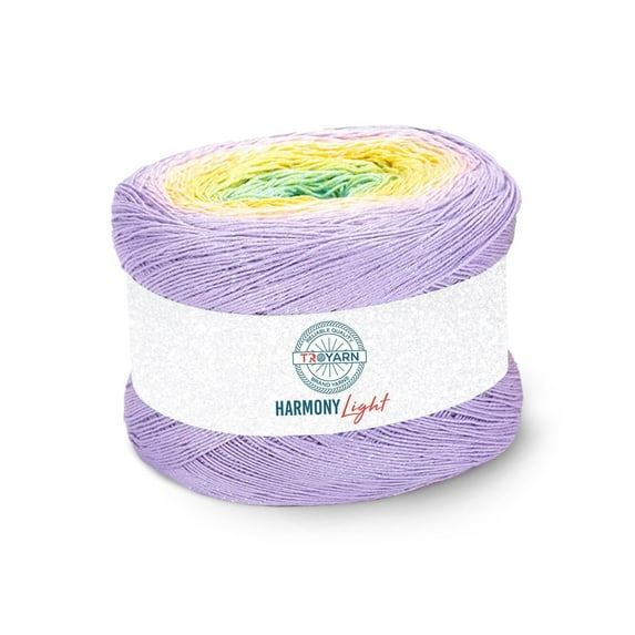 Troyarn Harmony Light Gradient Yarn Cotton Acrylic Glitter Blend,Soft Lightweight Sport Weight Glitter Yarn for Crochet, Knitting, Baby Blankets, Shawls,Summer Projects 1 Fine - 260g/1094 yd (123285)