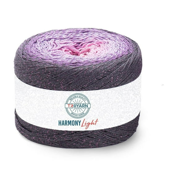 Troyarn Harmony Light Gradient Yarn Cotton Acrylic Glitter Blend,Soft Lightweight Sport Weight Glitter Yarn for Crochet, Knitting, Baby Blankets, Shawls,Summer Projects 1 Fine - 260g/1094 yd (123276)