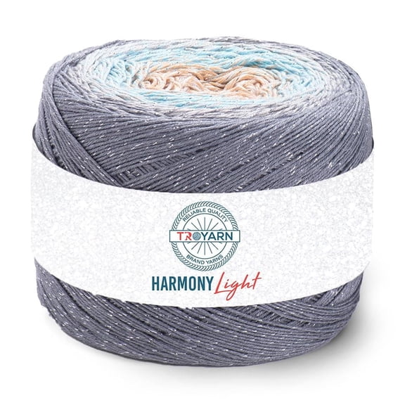 Troyarn Harmony Light Gradient Yarn Cotton Acrylic Glitter Blend,Soft Lightweight Sport Weight Glitter Yarn for Crochet, Knitting, Baby Blankets, Shawls,Summer Projects 1 Fine - 260g/1094 yd (123268)