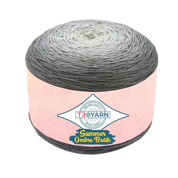 Troyarn Summer Ombre Batik Yarn Silky Effect Hand Knitting Crochet Lingerie Top Yarn 100% Microfiber Acrylic Bikini Beach Yarn 250 Gr 957 Yds (11580)