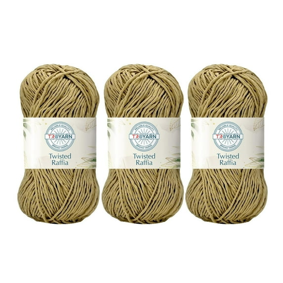 Troyarn Twisted Raffia Yarn for Crafting and Design for Creative Projects, Sustainable Soft Beach Bag,Hat, Hand Knitting Handbags Medium(4) 100% Polyester/(3x3.52 Oz)/(3x109 Yd) (11816 - Craft)