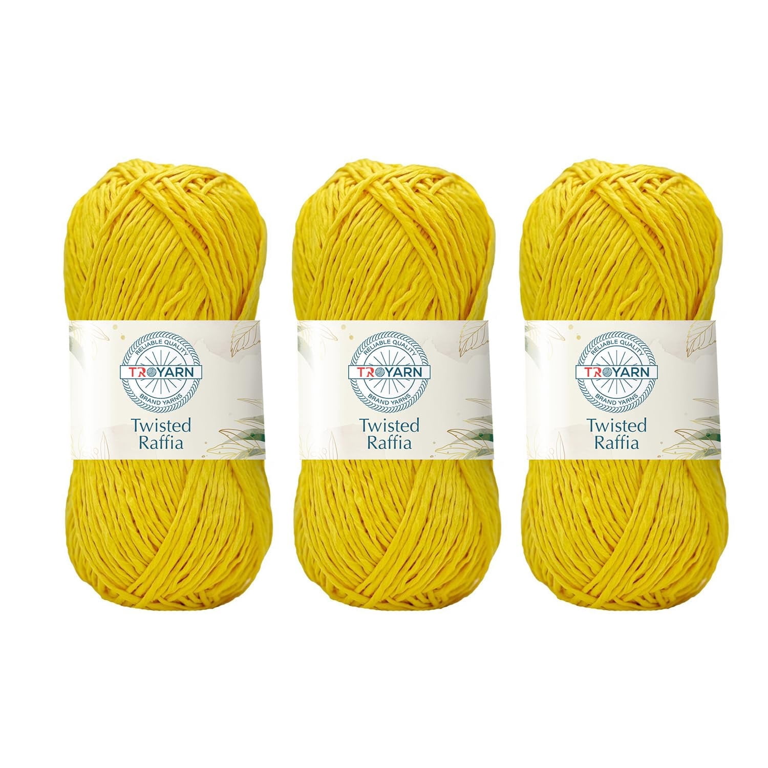 Troyarn Twisted Raffia Yarn for Crafting and Design for Creative Projects, Sustainable Soft Beach Bag,Hat, Hand Knitting Handbags Medium(4) 100% Polyester/(3x3.52 Oz)/(3x109 Yd) (11807 - Yellow)