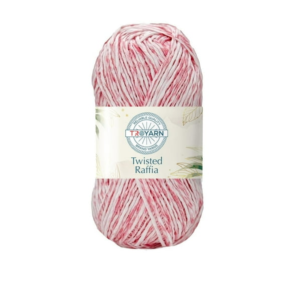 Troyarn Twisted Raffia Yarn for Crafting and Design,Raffia for Creative Projects, Soft Beach Bag,Hat, Hand Knitting Handbags Medium(4) 100% Polyester / 3.52 Oz(100g)/109 Yd (100m)(118203 - Pink Mix)