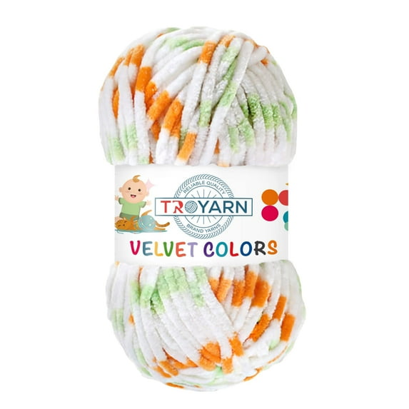 Troyarn Velvet Colors Chenille Baby Blanket Yarn Amigurumi Yarn for Crocheting and Knitting Super Bulky 100 gr (131 yds) (10201)