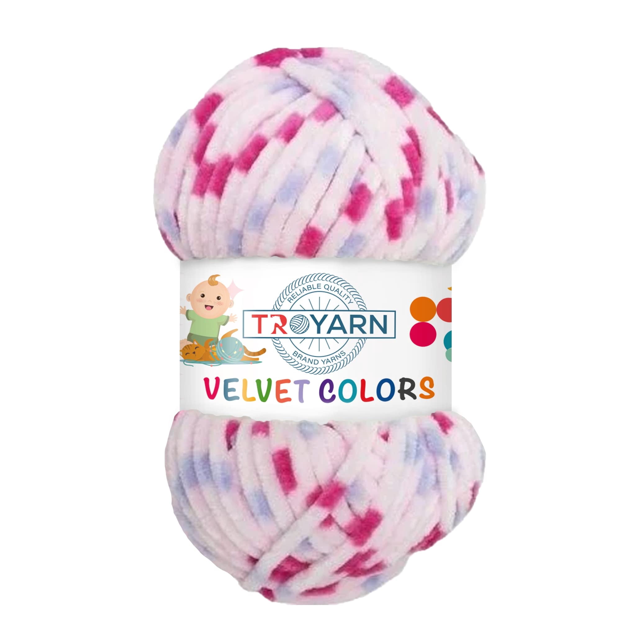 Troyarn Velvet Colors Chenille Baby Blanket Yarn Amigurumi Yarn for Crocheting and Knitting Super Bulky 100 gr (131 yds) (10202)