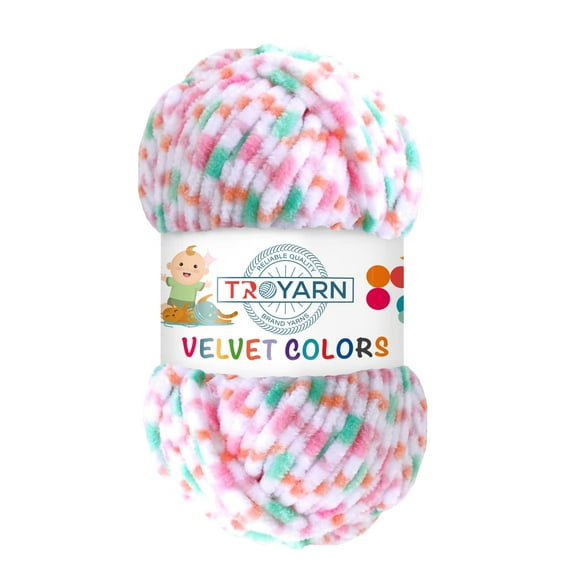 Troyarn Velvet Colors Chenille Baby Blanket Yarn Amigurumi Yarn for Crocheting and Knitting Super Bulky 100 gr (131 yds) (10204)