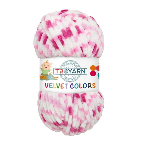 Troyarn Velvet Colors Chenille Baby Blanket Yarn Amigurumi Yarn for Crocheting and Knitting Super Bulky 100 gr (131 yds) (10214)