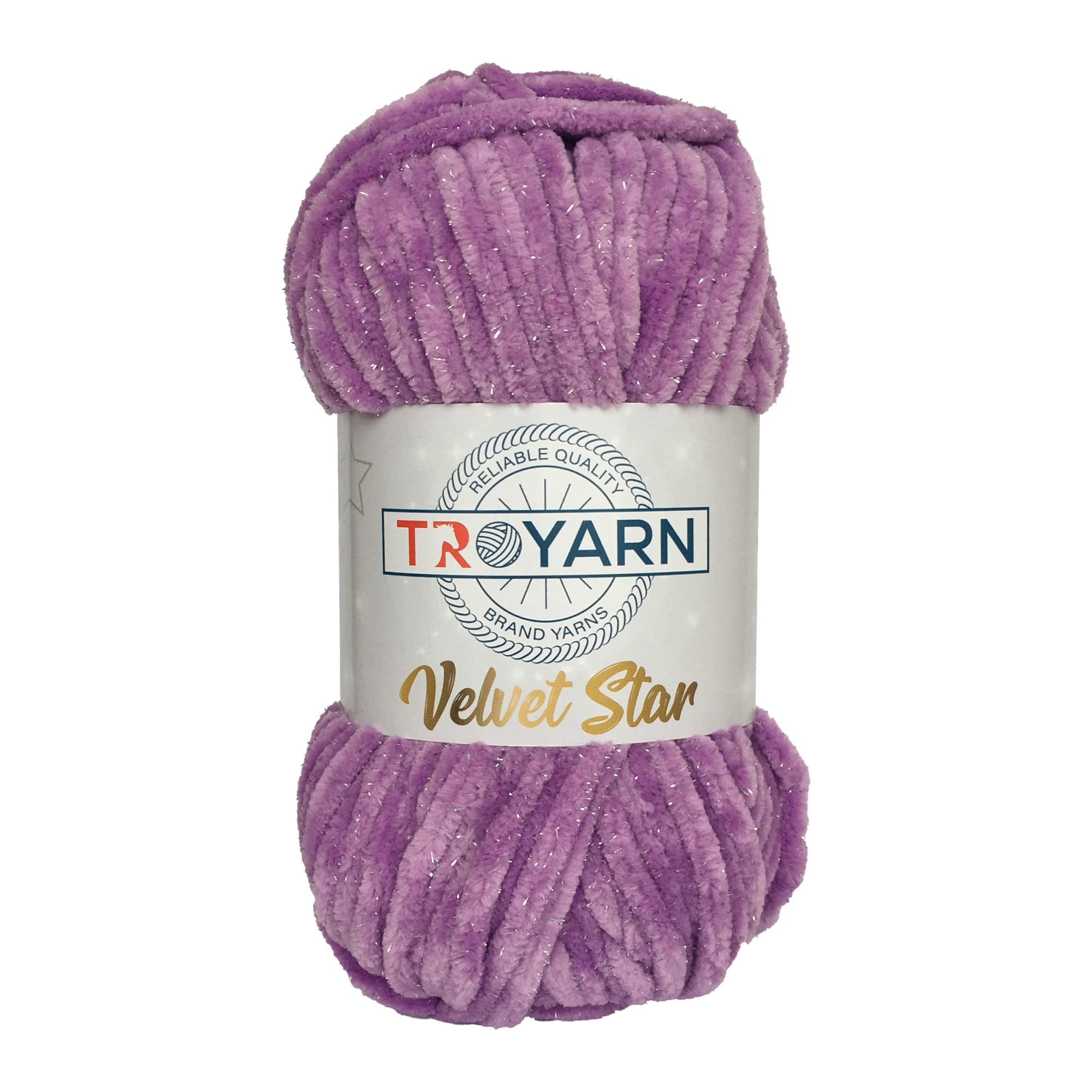 Troyarn Velvet Star, Silvery Glitter Chenille Baby Blanket Yarn Amigurumi Yarn for Crocheting and Knitting Super Bulky 100 gr (120 yds) Length: 110 m (10415 - Lilac, 1 Skein)
