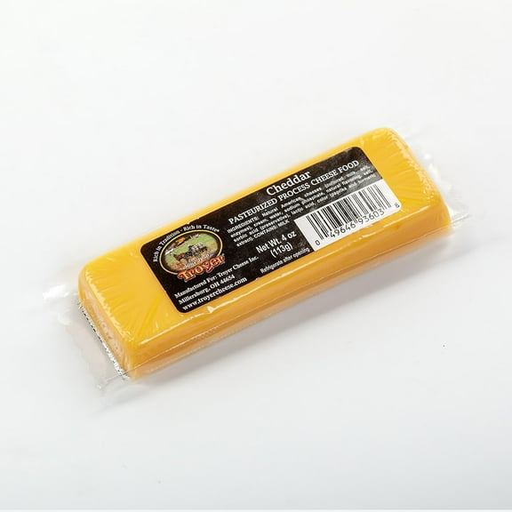 Troyer Shelf Stable Cheddar Cheese, Five 4-Ounce Packs of Cheddar Cheese Food