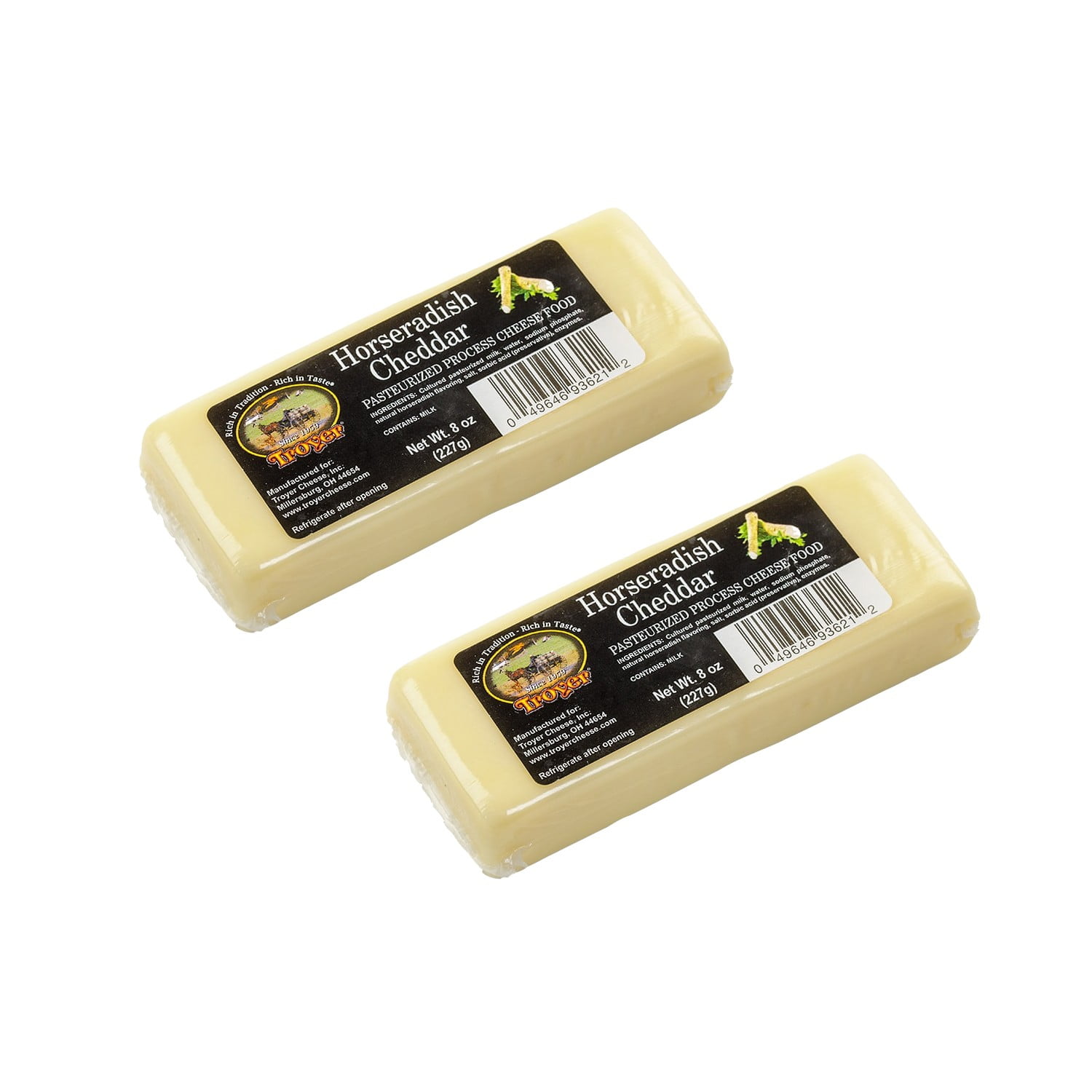 Troyer Shelf Stable Green Onion Flavor Pasteurized Process Cheese Food 8 oz Blocks, 2 Pack