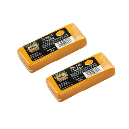 Troyer Shelf Stable Smoked Cheddar Pasteurized Process Cheese Food 8 oz Blocks, 2 Pack