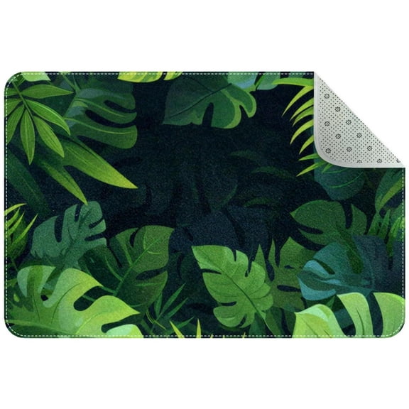 Trpical Leaves Palm Leaves Branches Entryway Rug, 2x3 Area Rug Indoor Door Mat Non-slip Washable Floor Carpet Rug for Bedroom Office Dining Room Bathroom