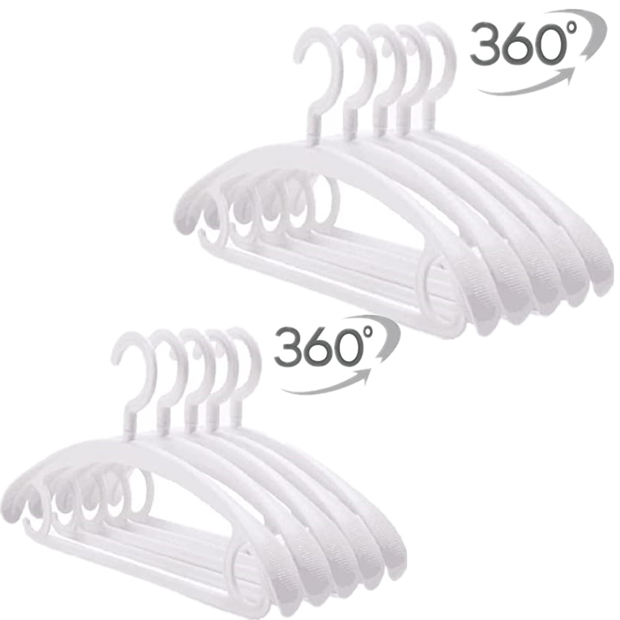 HOUCOC Plastic Hangers 50 Pack Heavy Duty Dry Wet Clothes Hangers with Non-Slip Pads - Durable Space Saving Coat Hanger,360° Swivel Hooks for