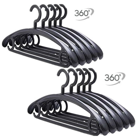 Trrcylp 10 Pack Heavy EC36 Duty Plastic Hangers 25lb Capacity Swivel Hook Clothes Hanger Wide Shoulder Non Slip Thick Coat Hanger Black
