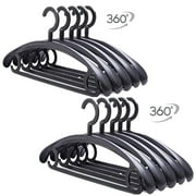 Trrcylp 10 Pack Heavy EC36&nbsp;Duty Plastic Hangers 25lb Capacity Swivel Hook Clothes Hanger Wide Shoulder Non Slip Thick Coat Hanger Black