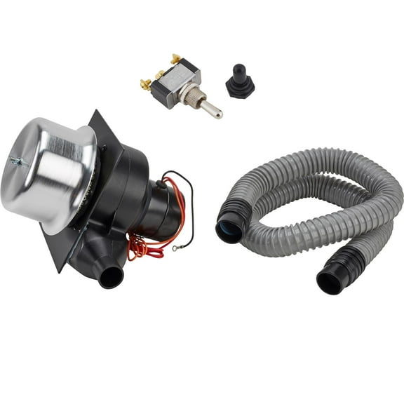 Speedway Motors Tru-Air Pumper Racing Helmet Air Pump with Double Throw Switch, 2-Speed Fresh Air Blower Kit, High Flow Ventilation, 4-Foot Hose & Replaceable Filter