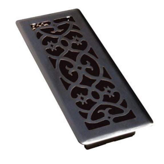 truaire c164-omb 04x10(duct opening measurements) decorative floor grille 4-inch by 10-inch ornamental scroll floor diffuser, matte black finish