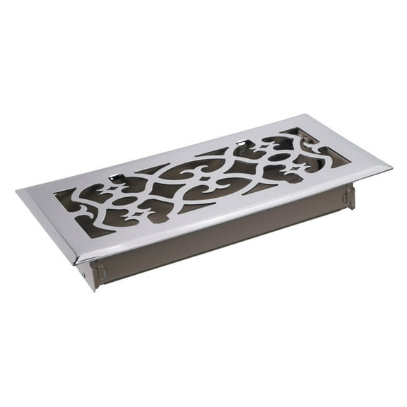 Tru Aire 4 in. H X 12 in. W 1-Way Satin Silver Steel Floor Diffuser