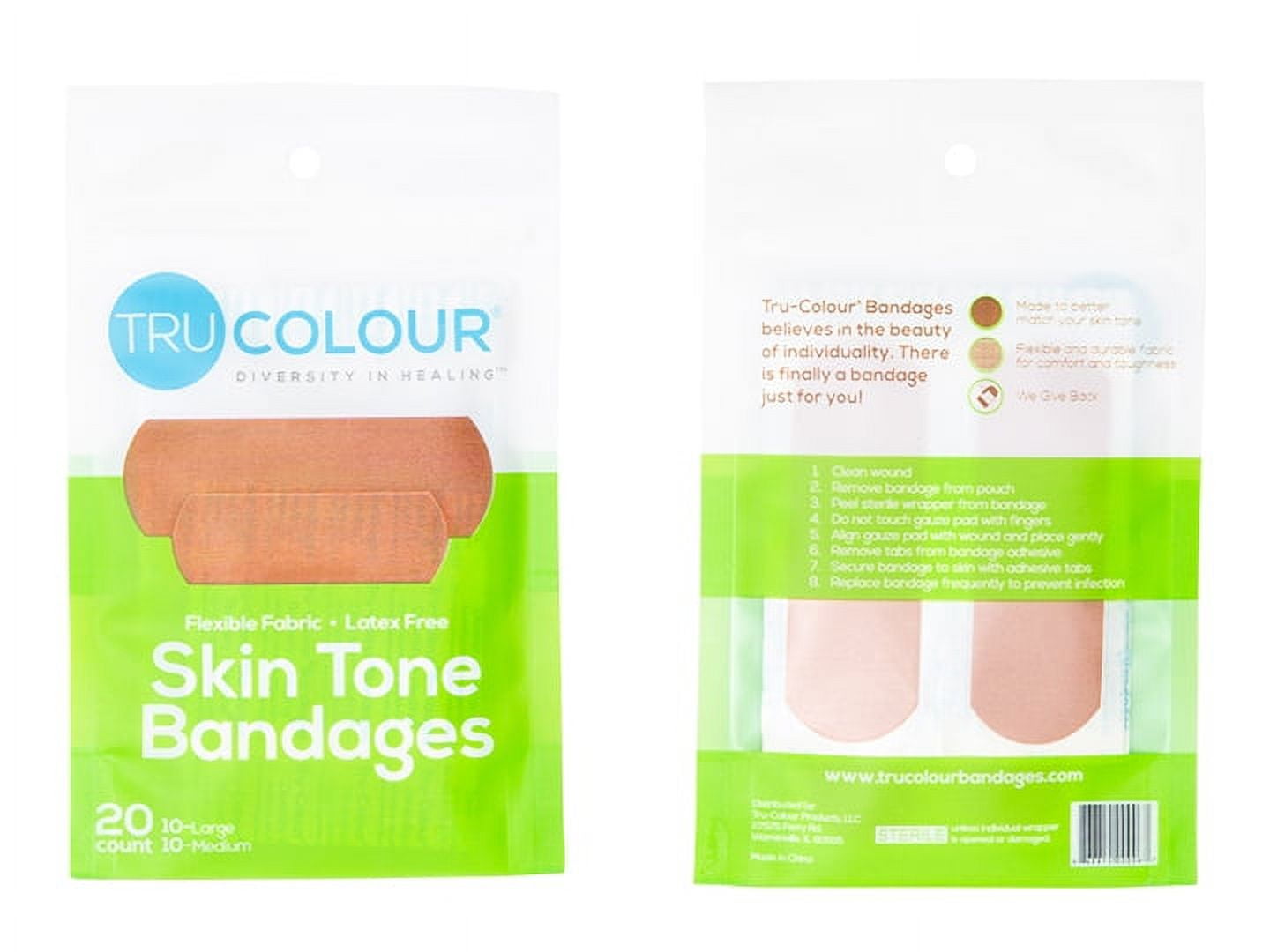 Tru Colour Bandages Green Pack Light Shade Flexible Fabric