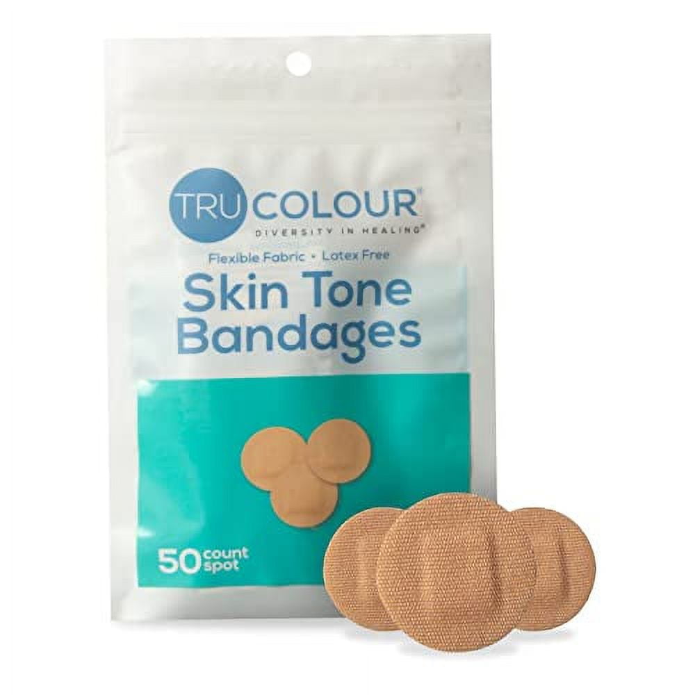 Tru Colour - Spot .. .. Bandages, Flexible Fabric .. Adhesive .. Bandages, Beige .. Skin Tone .. Shade, .. Aqua Bag, 50 .. .. Count