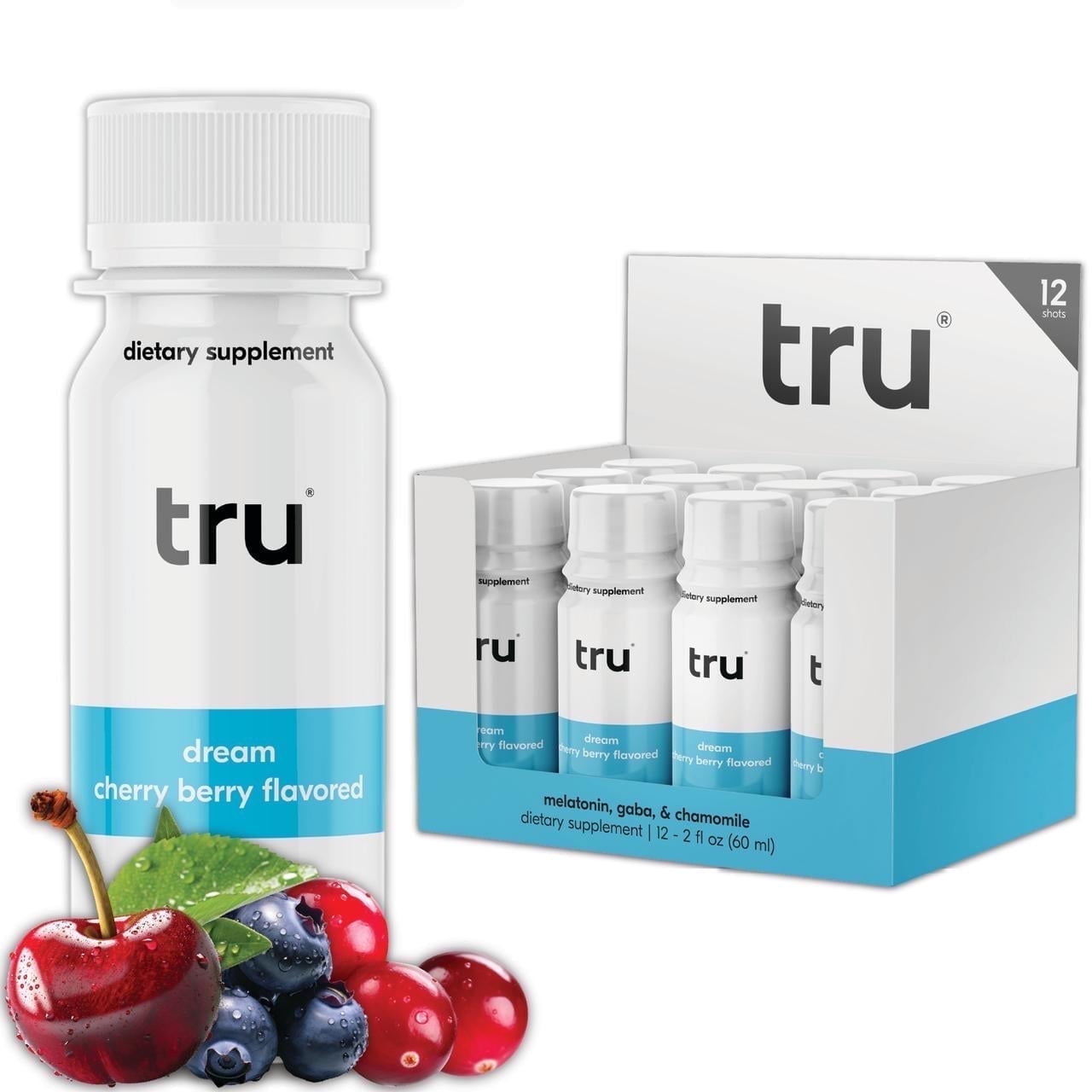 Tru Dream Wellness Shot Cherry Berry Flavored Sleep Drink 12 Pack 2 oz
