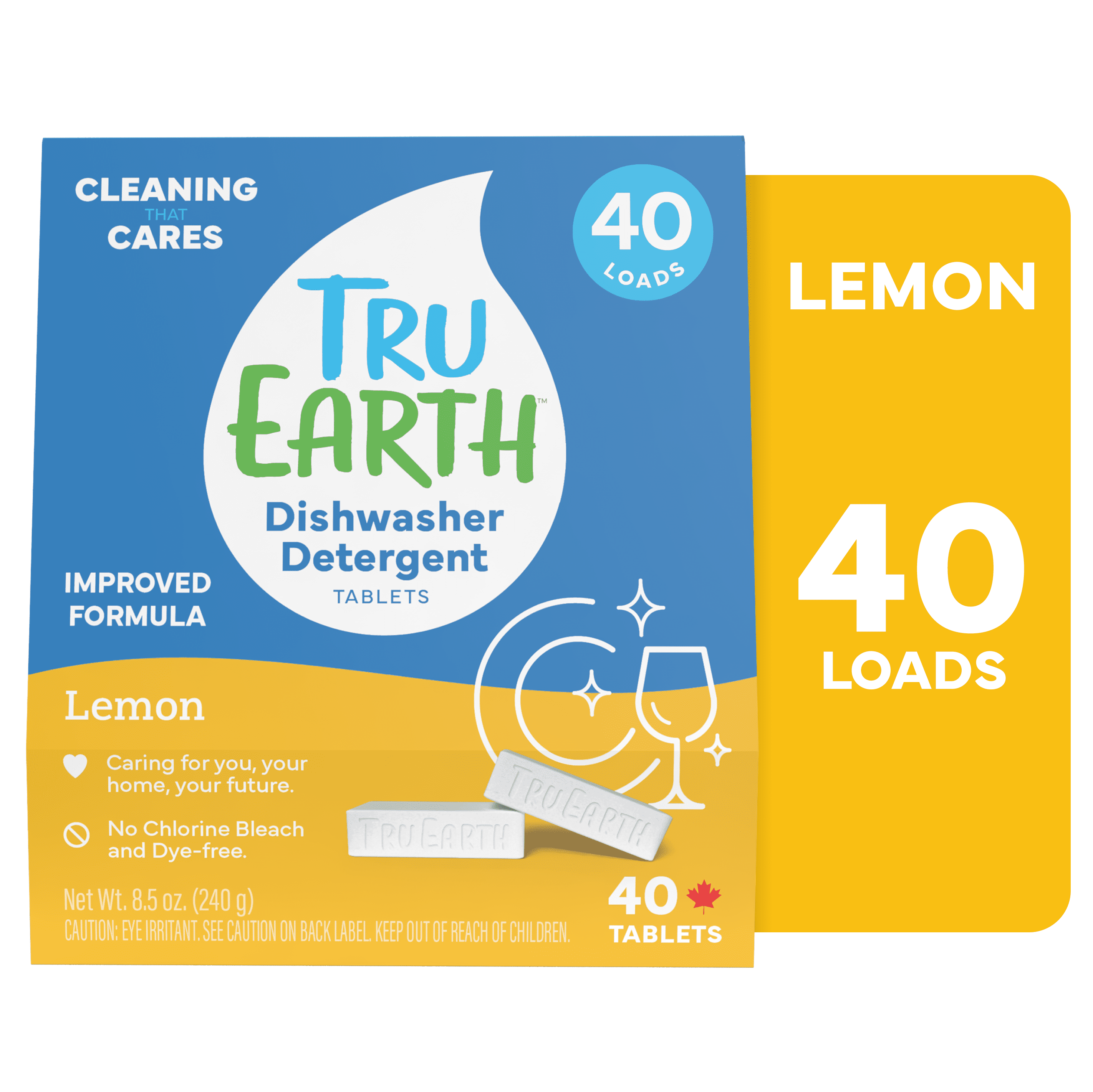 Tru Earth Dishwasher Detergent Tablets - Lemon Scent - 40 Tablets