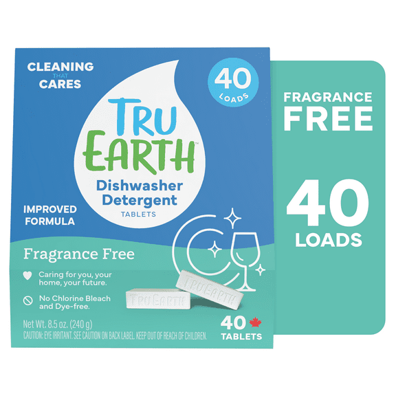 Tru Earth Dishwasher Detergent Tablets - Unscented / Fragrance-Free - 40 Tablets