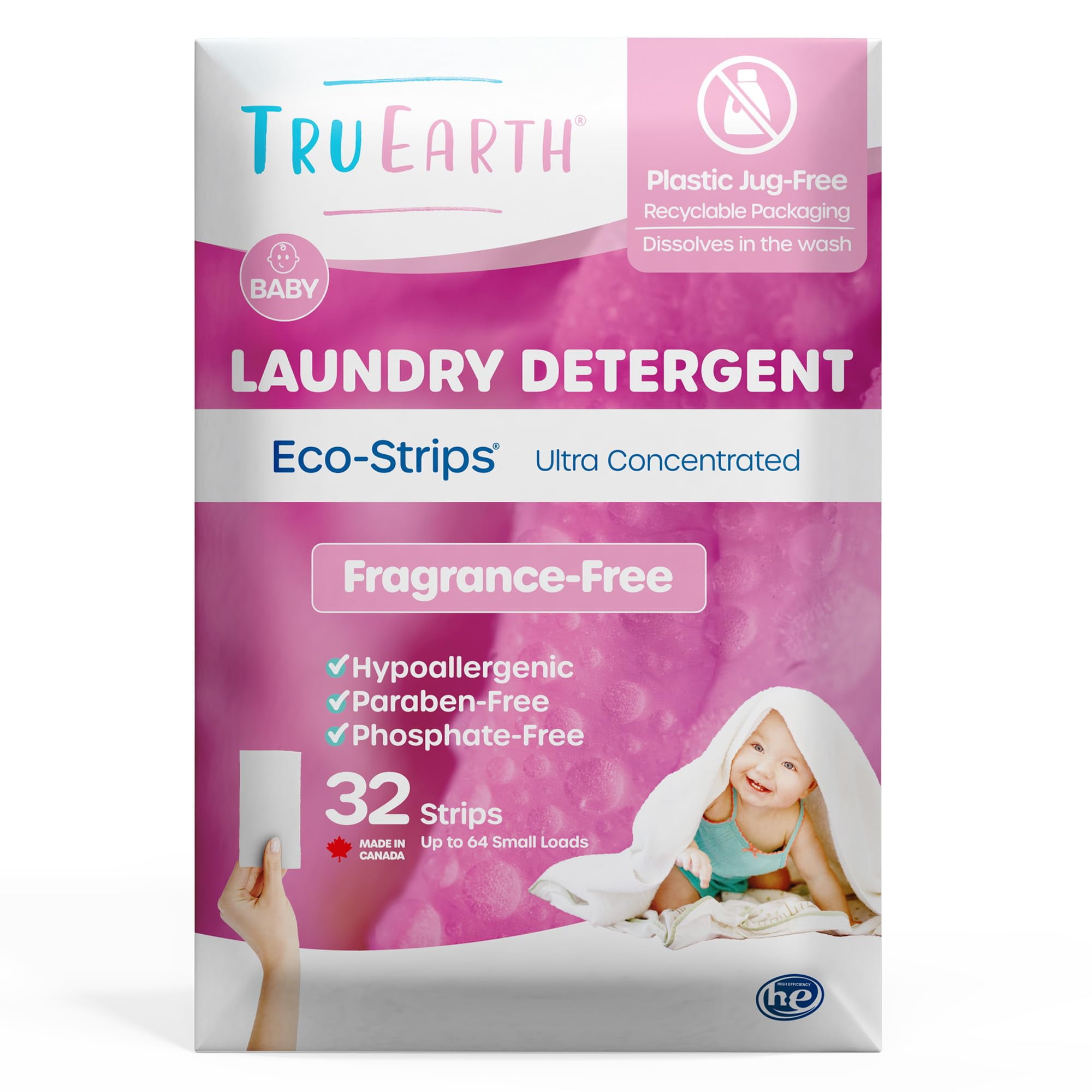 Tru Earth Hypoallergenic Baby Laundry Detergent Sheets/EcoStrips for