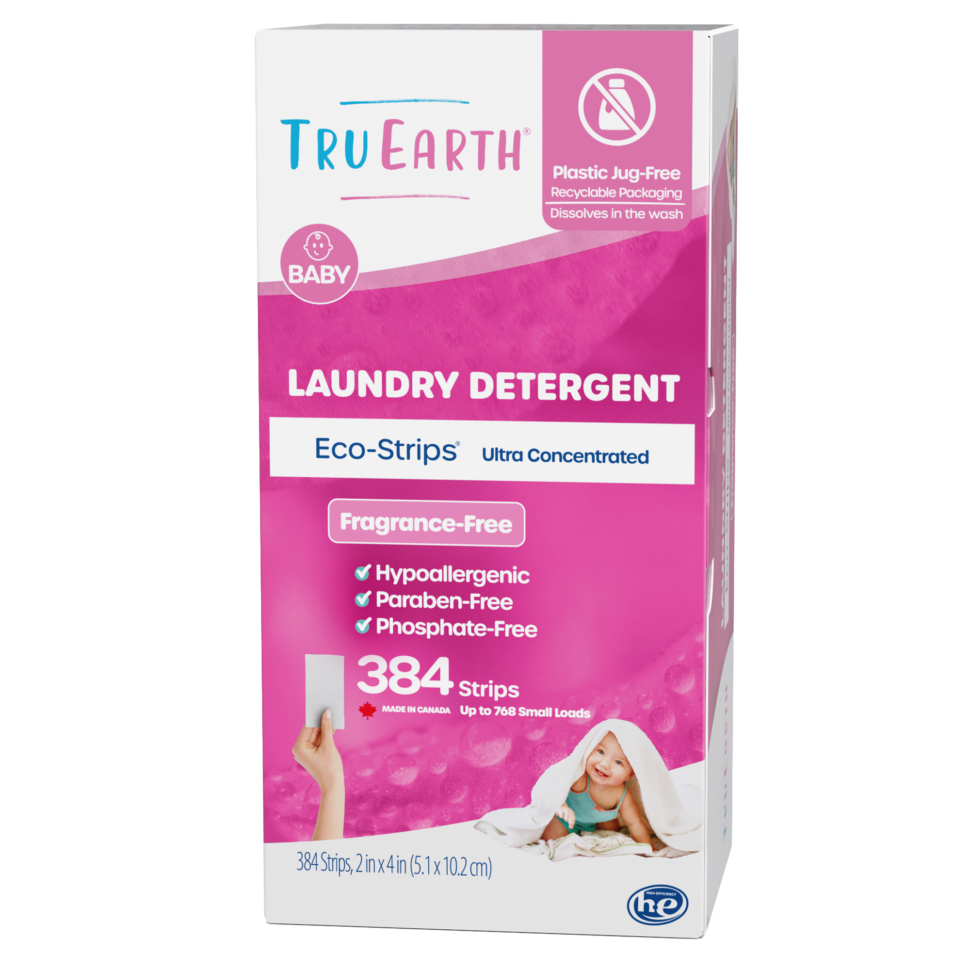 Tru Earth Hypoallergenic Baby Laundry Detergent Sheets/Strips for