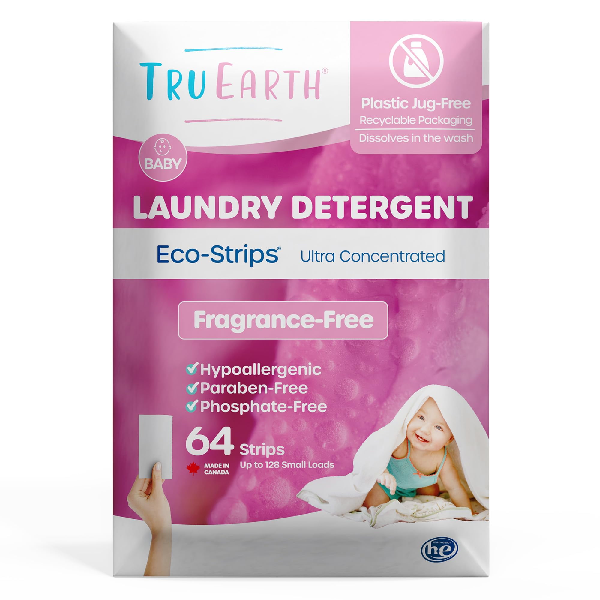 Tru Earth Hypoallergenic Baby Laundry Detergent Sheets/Strips for
