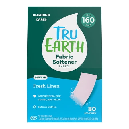 Tru Earth Fabric Softener Sheets for Washing Machine | Alternative to Fabric Softener Liquid and Pods | 80 Sheets | Fresh Linen