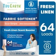 Tru Earth In-Wash Fabric Softener Sheets - Fresh Linen Scent Booster - 64 Count, 128 Loads