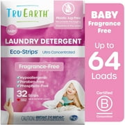 Tru Earth Laundry Detergent Sheets - Baby - Up to 64 Loads (32 Sheets) - Laundry Detergent Eco-Strips