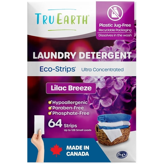 Tru Earth Laundry Detergent Sheets, Lilac Breeze, Up to 128 Loads - Powerful Clean, No Mess