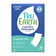 Tru Earth Compact Dry Laundry Detergent, Unscented - Up to 64 Loads 32 Sheets | Liquidless Detergent, Travel | Packaging May Vary