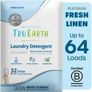 Tru Earth Platinum Laundry Detergent Sheets - Fresh Linen Scent - Up to 64 Loads (32 Sheets) - Laundry Detergent Eco-Strips