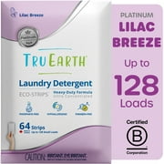 Tru Earth Platinum Laundry Detergent Sheets - Lilac Breeze Scent - Up to 128 Loads (64 Sheets) - Laundry Detergent Eco-Strips