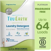 Tru Earth Platinum Laundry Detergent Sheets - Unscented / Fragrance-Free - Up to 64 Loads (32 Sheets) - Laundry Detergent Eco-Strips